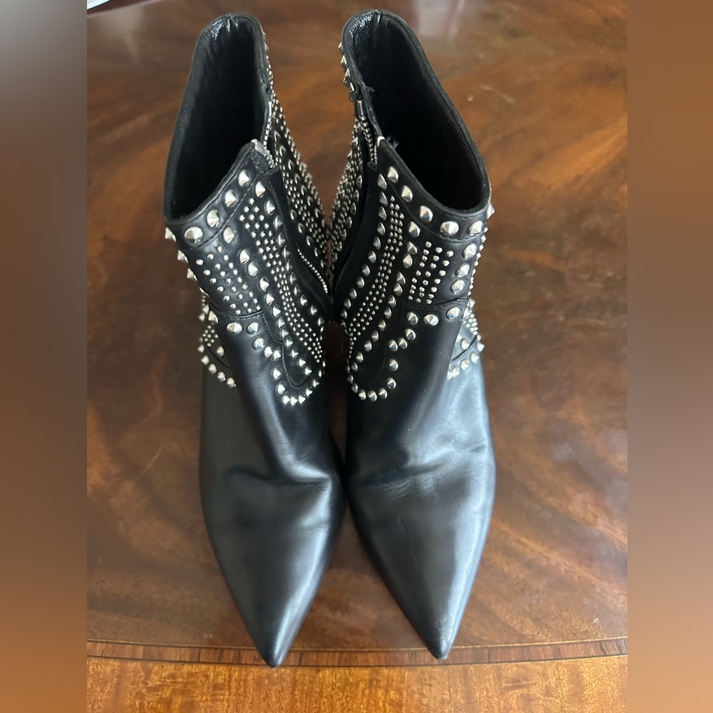 Saint Laurent - Studded Black Ankle Boots